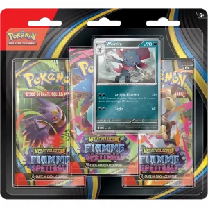 Nuovo progetto - 2025-11-22T171935.252 POKÈMON CARD GAME MEGAEVOLUZIONE FIAMME SPETTRALI 3 PACK (PROMO WEAVILE)